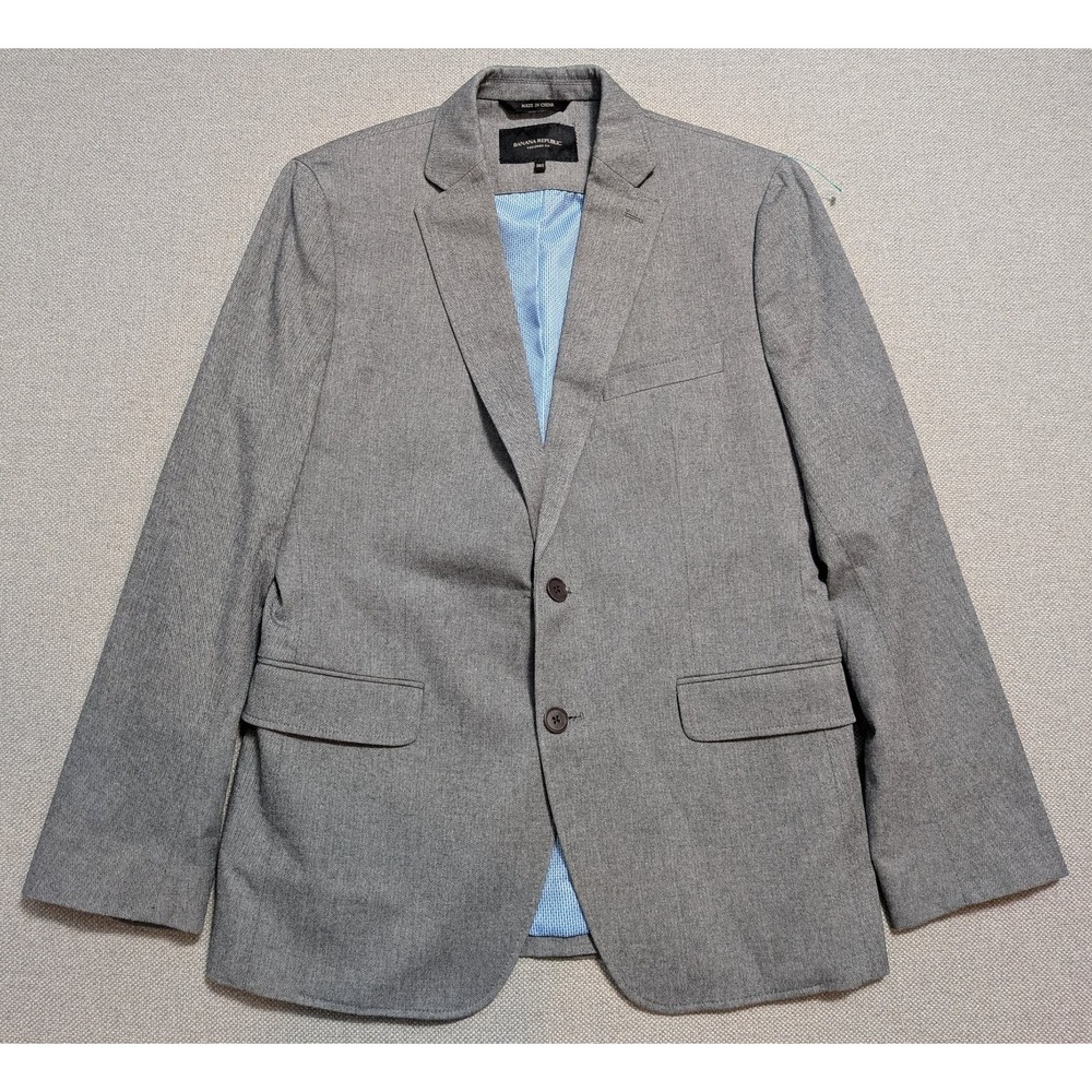 Banana Republic Tailored Fit Mens 38S Blazer Gray Emmetex Italian Fabric Suit